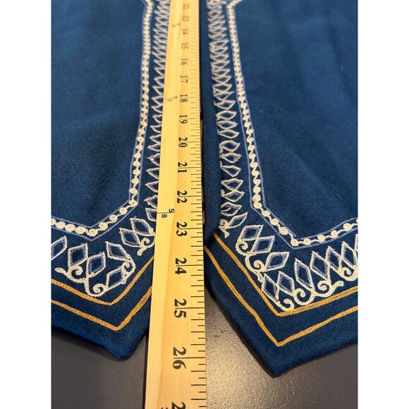 Vintage Bonjour Wool Embroidered Vest Blue Button Front Folk Boho Women’s L - Picture 6 of 7